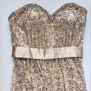 ‼️SOLD‼️ La Femme Gold Sequin Dress Gown